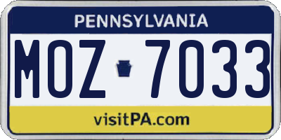 PA license plate MOZ7033