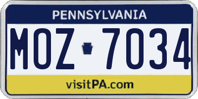 PA license plate MOZ7034