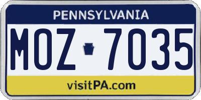 PA license plate MOZ7035