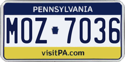 PA license plate MOZ7036