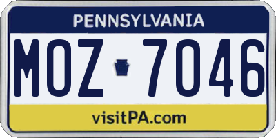 PA license plate MOZ7046