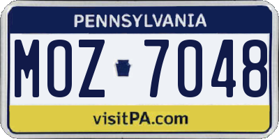 PA license plate MOZ7048