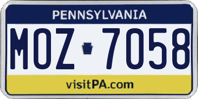 PA license plate MOZ7058