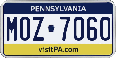 PA license plate MOZ7060