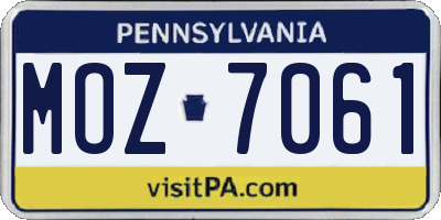 PA license plate MOZ7061