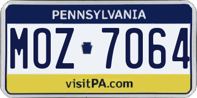 PA license plate MOZ7064