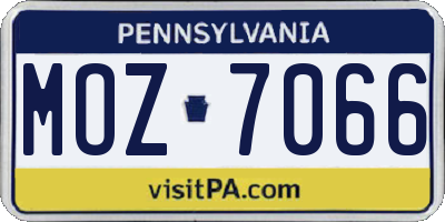 PA license plate MOZ7066