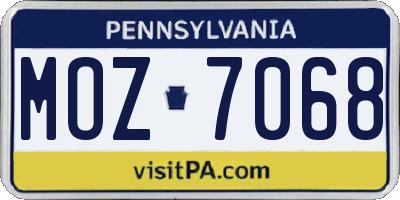 PA license plate MOZ7068