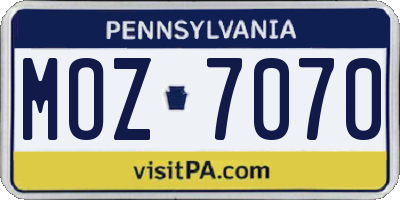 PA license plate MOZ7070