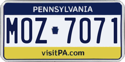 PA license plate MOZ7071