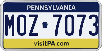 PA license plate MOZ7073