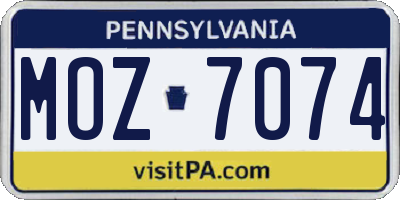 PA license plate MOZ7074