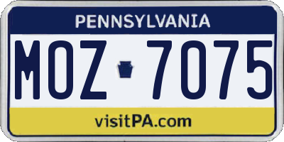 PA license plate MOZ7075
