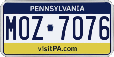 PA license plate MOZ7076