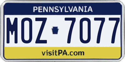 PA license plate MOZ7077