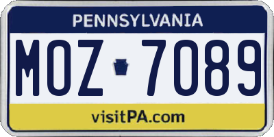 PA license plate MOZ7089