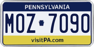 PA license plate MOZ7090