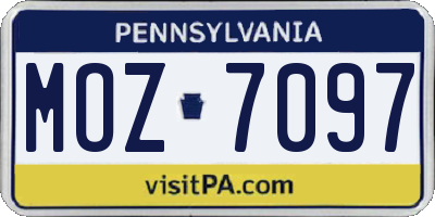 PA license plate MOZ7097