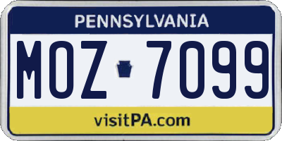 PA license plate MOZ7099