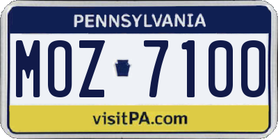 PA license plate MOZ7100