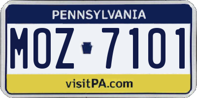 PA license plate MOZ7101