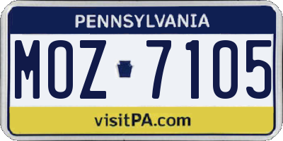 PA license plate MOZ7105