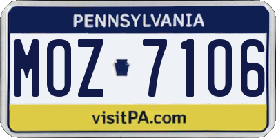 PA license plate MOZ7106