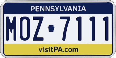 PA license plate MOZ7111