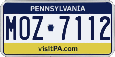 PA license plate MOZ7112