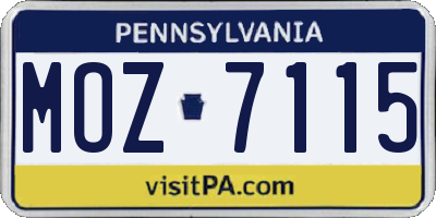 PA license plate MOZ7115