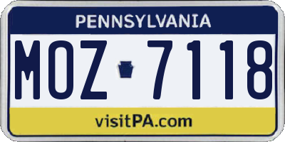 PA license plate MOZ7118