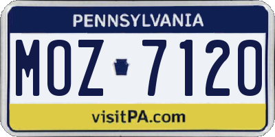 PA license plate MOZ7120