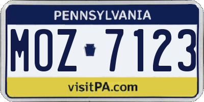 PA license plate MOZ7123