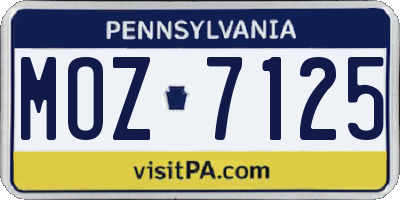 PA license plate MOZ7125