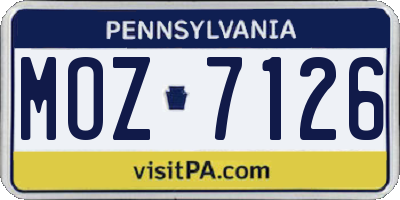 PA license plate MOZ7126