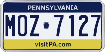 PA license plate MOZ7127