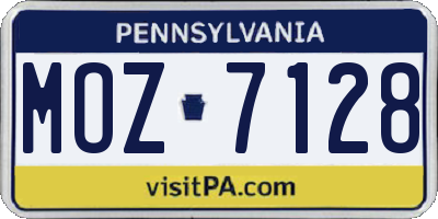 PA license plate MOZ7128