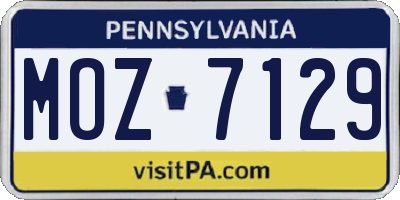 PA license plate MOZ7129