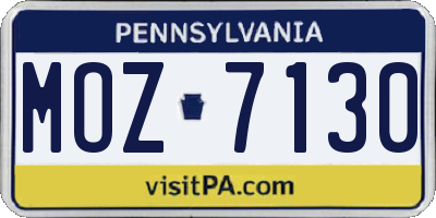 PA license plate MOZ7130