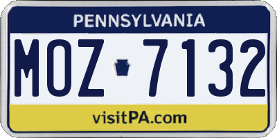 PA license plate MOZ7132