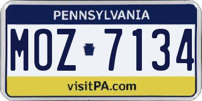 PA license plate MOZ7134