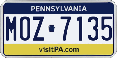 PA license plate MOZ7135