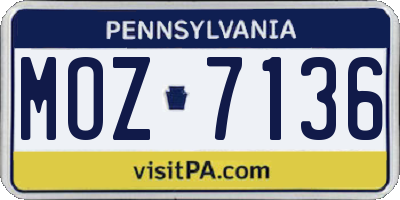 PA license plate MOZ7136