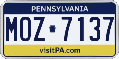 PA license plate MOZ7137