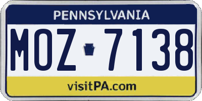 PA license plate MOZ7138