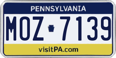 PA license plate MOZ7139