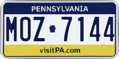 PA license plate MOZ7144