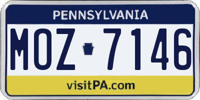 PA license plate MOZ7146