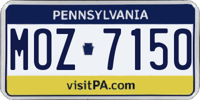 PA license plate MOZ7150