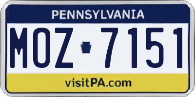 PA license plate MOZ7151
